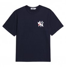 80S 클래식 베이스볼 로고 1/2 실켓 티셔츠 네이비