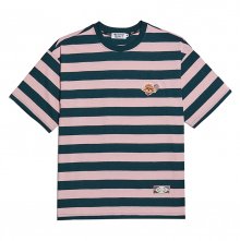 PSC 베이직 로고 스트라이프 1/2 티셔츠 핑크