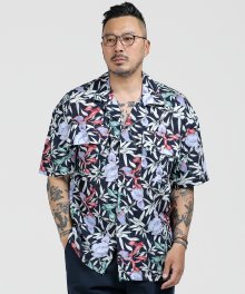 하와이안 플라워 반팔셔츠 네이비