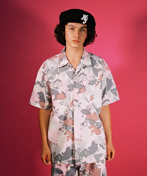 ★2023SS新作★WKNDRS★CAMOFROG SS SHIRT オーサムタイガー ジェントルマン｜ハーフジップフリースプル