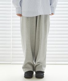 Front One Tuck String Sweat Pants [Grey]