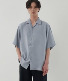 OVERFIT OPEN COLLAR WASHED SHIRT_SKY BLUE