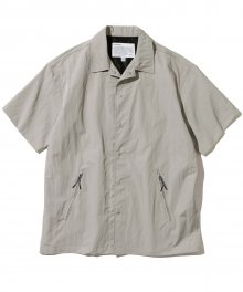 comfort zip pocket short shirts beige grey