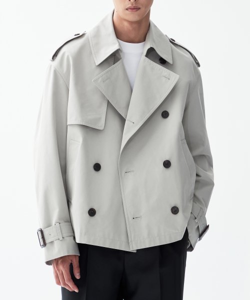 Short grey hotsell trench coat