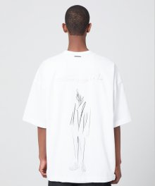 [일꼬르소 X 성립] 화이트 스탠딩 모션 라인 반팔 티셔츠 IETS1E704WT