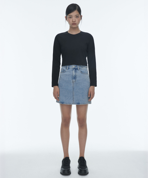 WOMENS DENIM MINI SKIRT_LIGHT INDIGO