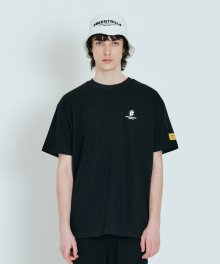 테이핑 로고 오버핏 반팔 티셔츠(블랙)