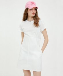 BI-FABRIC MINI DRESS - WHITE