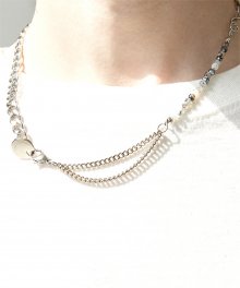 GREYSTONE metal mix necklace(NA205)