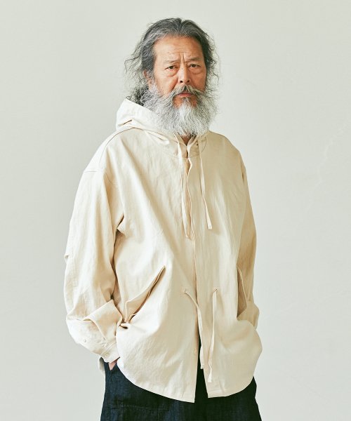 LINEN FISHTAIL SHIRT JACKET _ CREAM BEIGE