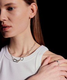 LAYERED CHAIN  NECKLACE KS [SILVER]