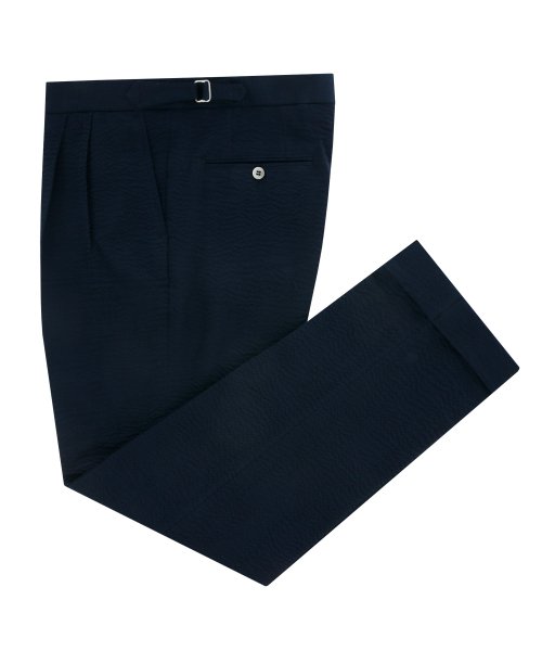 seersucker two tuck adjust pants Navy