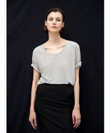 Linen striped slit-layed top