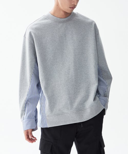 Свитшот со вставками от рубашки [Grey]