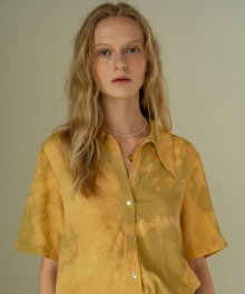 SI TP 5034 Tie-dye Linen Shirt_Mustard