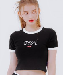 1991 크롭 반팔 티셔츠 (블랙/화이트)