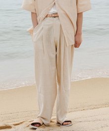 Linen Deep One Tuck Pants [Natural]