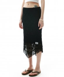 Lace Garden Tassel Skirt Black