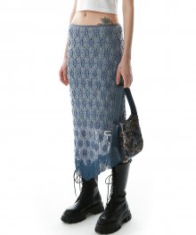 Lace Garden Tassel Skirt Dusty Blue