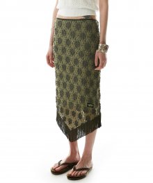 Lace Garden Tassel Skirt Wasabi