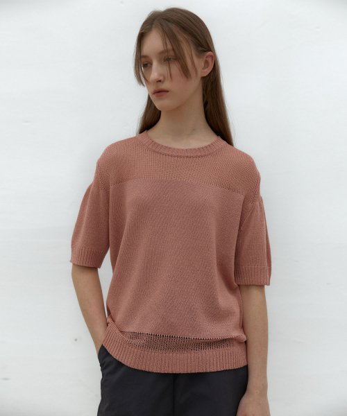 21SR SAND HALF KNIT FLAMINGO