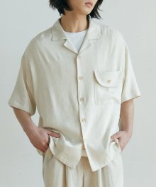 unisex pocket open shirts beige