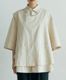 unisex vest layered shirts beige