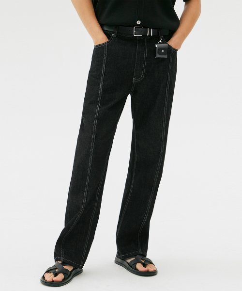 트릴리온(trillion) 워싱 스티치 데님 팬츠 (BLACK)