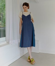 Slip Stitch Lace Up Dress  Blue