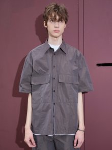 [SM21] POLY OVER SHIRTS Brown