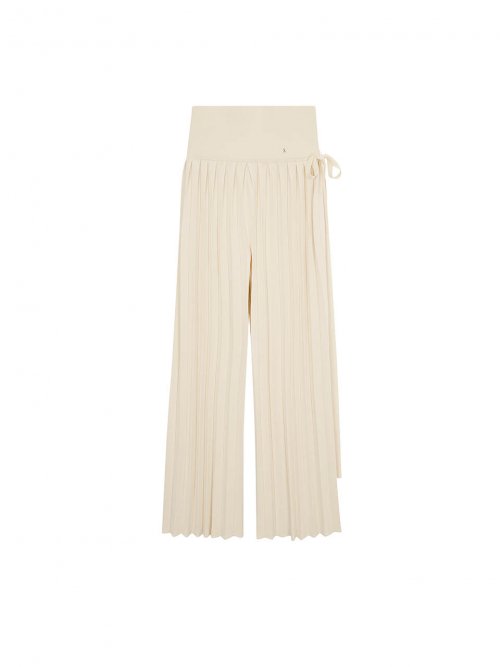 Pleats Flight Pants Long 40 Vanilla