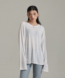 [MCT 5028] 클리 린넨 박시 루즈핏 긴팔 티셔츠 (아이보리)