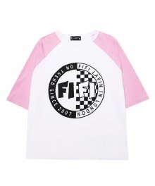여성 루즈핏 래글런 5부소매 배색 티셔츠/FC1WTS09F WHITE