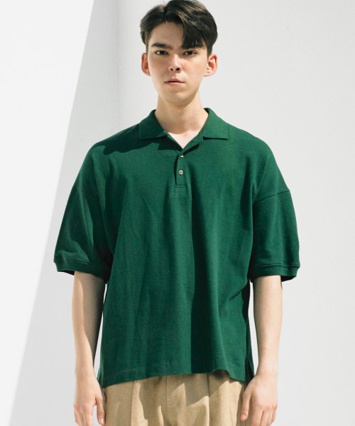 Свободное поло с коротким рукавом (Dark Green)