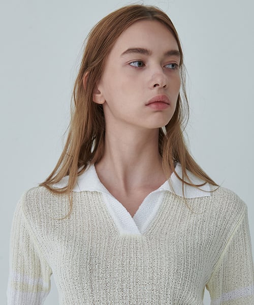 Трикотажный топ COLOR BLOCK/Ivory