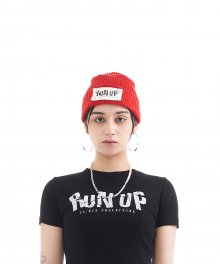 UL:KIN X TXT_Stapler RUN UP Patch Beanie_Red