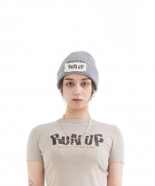 UL:KIN X TXT_Stapler RUN UP Patch Beanie_Grey