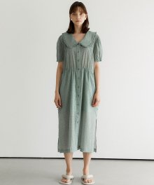 Marie Ruffled Collar String Dress_Green