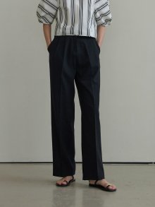 Linen wide slacks (black)