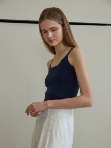 Knit sleeveless top (navy)