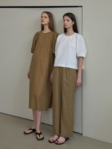 Linen button pants (brown)