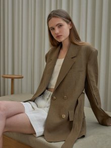 Belted Linen Jacket (brown)