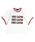 피피라핀(FIFI LAPIN) 니트 시보리 디테일 반팔 티셔츠/FS8WTS03F WHITE RED
