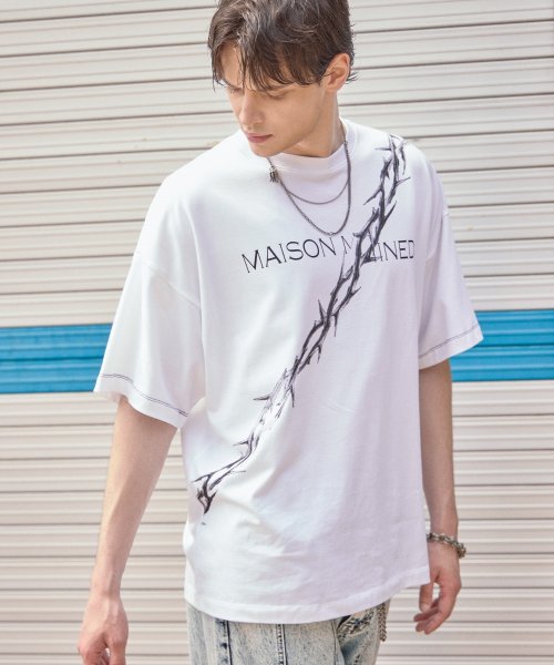 【MAISON MINED】21SS★ SPINY LEAVE LOGO HALF SLEEVE 메종미네드(MAISON MINED) SPINY LEAVE LOGO HALF SLEEVE WHITE