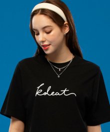 WOMEN 오버핏 레터링 로고 반팔티 [BLACK] 반팔 티셔츠 ver.
