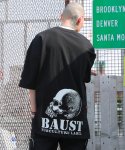 바우스트(BAUST) 버팔로 시그니처 로고 7부소매 해골 반팔티[BLACK]