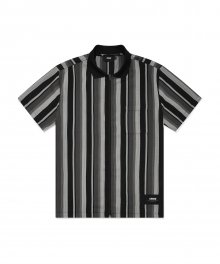 카라 집업 하프슬리브 셔츠 (블랙)