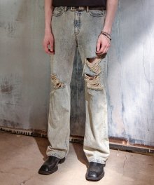 SLACK DESTROYED DENIM PANTS