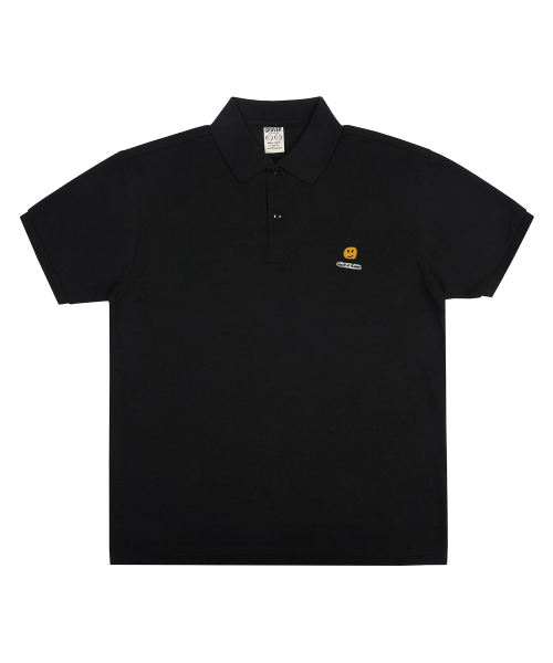 [UNISEX] Черное поло с вышивкой Dot Board