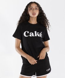 케이크 포인트 레귤러 핏 반팔 티셔츠 - 블랙